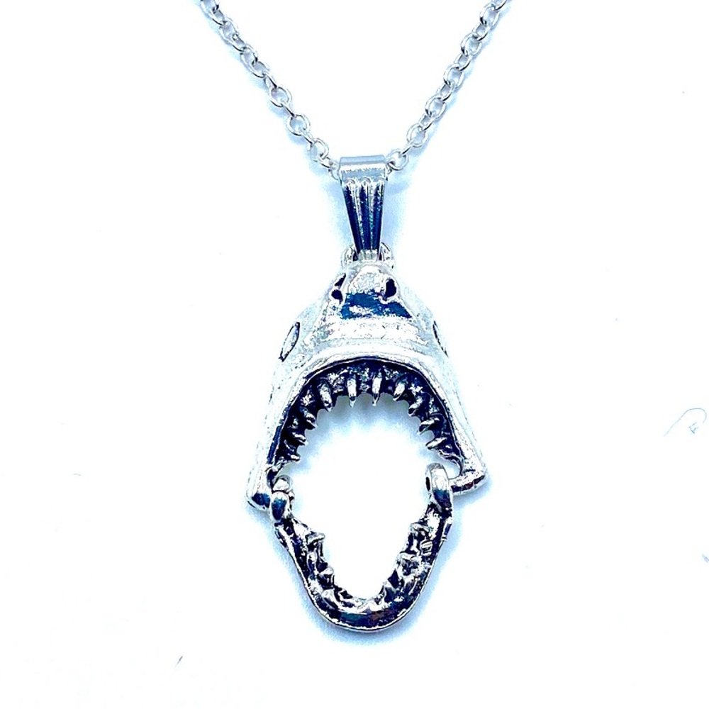 Silver Shark Pendant Necklace